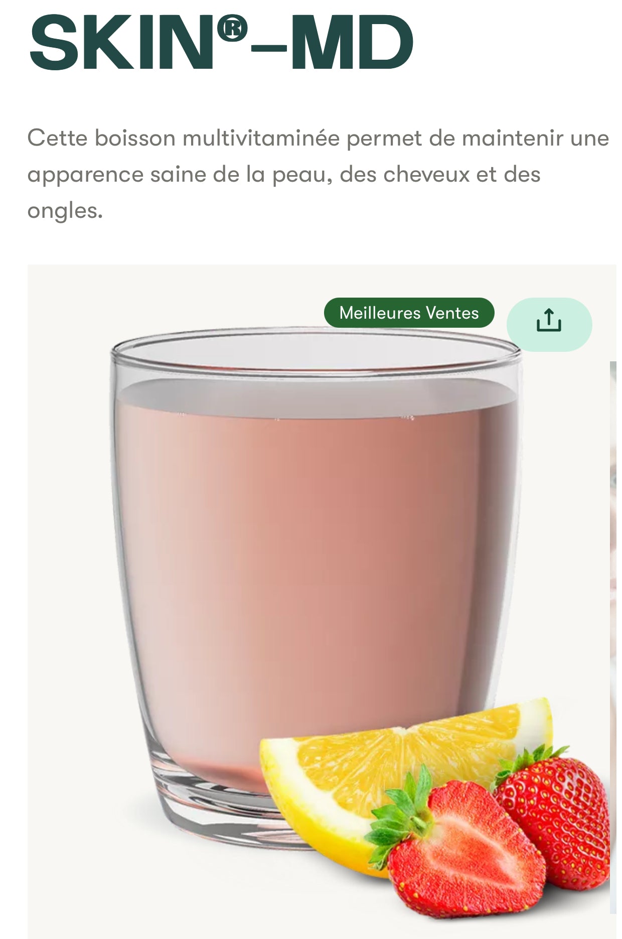 Supplément beauté au collagène Herbalife SKIN®-MD Cette boisson multivitaminée permet de maintenir une apparence saine de la peau, des cheveux et des ongles.