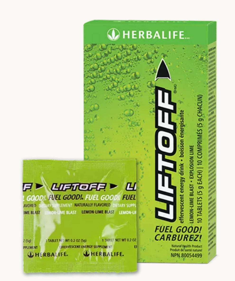 Liftoff®-MD-Explosion lime. Ce complément effervescent à base de caféine permet de lutter contre la baisse d’énergie de l’après-midi.