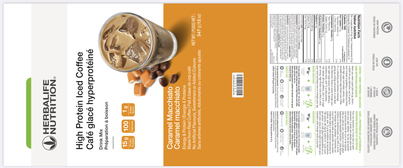 Café glacé hyperprotéiné caramel macchiato
Une boisson délicieuse et nutritive qui permet de faire le plein de caféine et de protéines sur le pouce