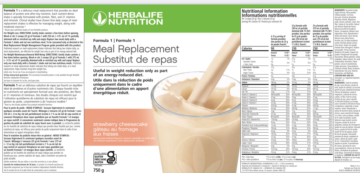 Substitut de repas Formule gâteau au fromage aux fraises. Un substitut de repas délicieux et riche en nutriments