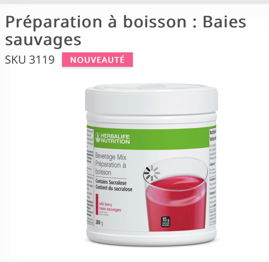 Préparation à boisson aux baies sauvages.
Une préparation à boisson qui contribue à répondre à tes besoins en protéines.