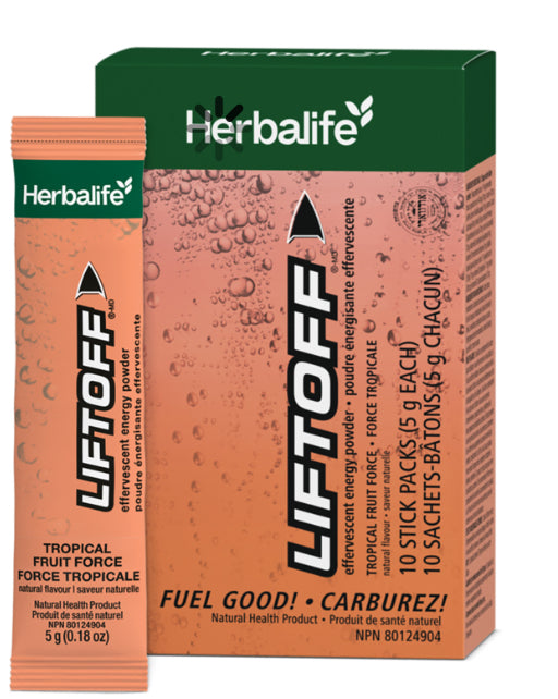 Liftoff®-MD-Force tropical complément effervescent à base de caféine permet de lutter contre la baisse d’énergie de l’après-midi.